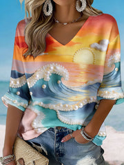 Women's Holiday Surf V-Neck Tops