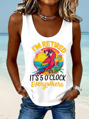 Women's I'm Retired, It's 5 O'clock Everywhere Parrot Print Casual Vest