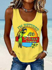 Women's I'm Retired, It's 5 O'clock Everywhere Parrot Print Casual Vest