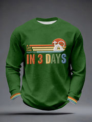 Men's A Lot Can Happen In 3 Days Embroidery Pattern Waffle T-Shirt