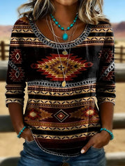Women's Retro Western Aztec Print Casual Top