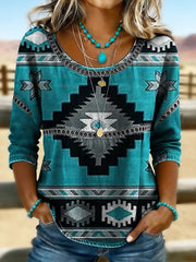 Women's Retro Western Aztec Print Casual Top