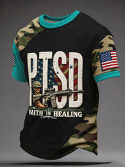 Men's PTSD Awareness Veteran Printed T-shirt