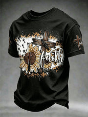 Men's Vintage Christian Faith Cross Short Sleeve T-shirt