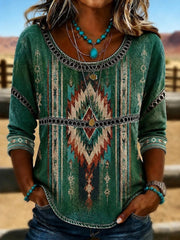 Women's Retro Western Aztec Print Casual Top