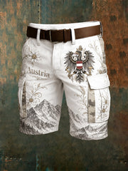 Men's Austrian Pattern And Artistic Print Shorts
