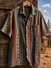 Men's Retro Western Printed Cotton Shirt