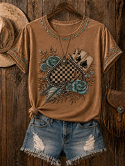 Women's Western Card Print Casual T-Shirt