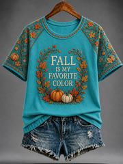 Women's FALL IS MY FAVORITE COLOR Printed round neck short sleeve T-shirt