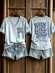 Women's Holy is the Lord God Almighty Vintage Print short-sleeved T-shirt