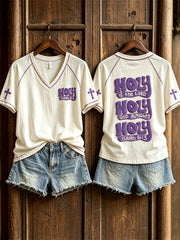 Women's Holy is the Lord God Almighty Vintage Print short-sleeved T-shirt