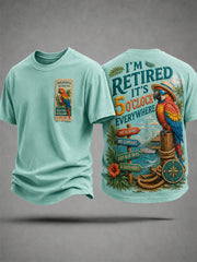 Men's I'm Retired It's 5 O'clock Everywhere Parrot Print Casual Tee