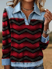 Women's Retro Aztec Print Patchwork Sweatshirt