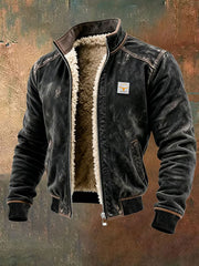 Men's Retro Textured Warm Multi-pocket Outdoor Jacket