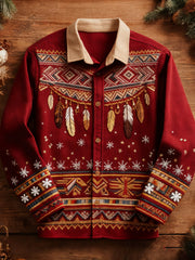 Men's Vintage Western Christmas Printed Shirt