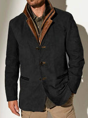 Men's Retro Casual Workwear Patchwork Color Block Jacket