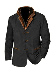 Men's Retro Casual Workwear Patchwork Color Block Jacket