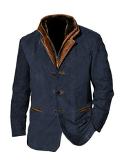 Men's Retro Casual Workwear Patchwork Color Block Jacket