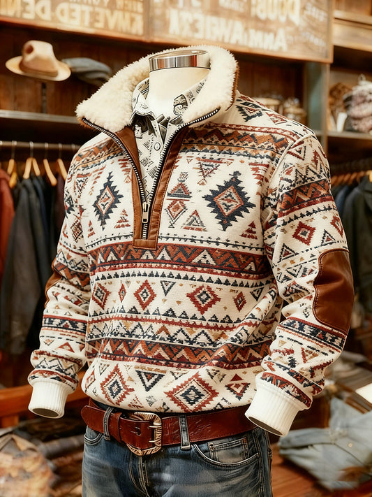 Men's Vintage Western Printed Casual Sweatshirt