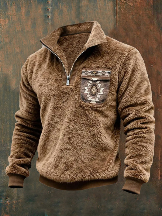 Men's Flannel Zipper Pullover