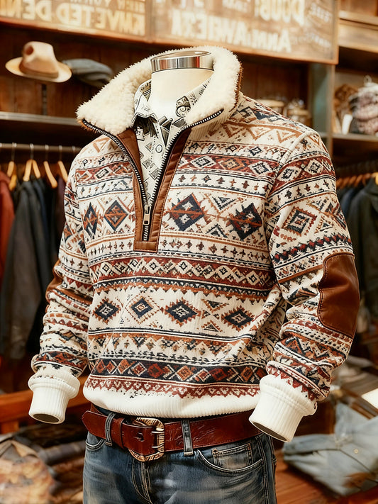 Men's Vintage Western Printed Casual Sweatshirt