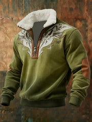 Men's Western Plush Collar Sweatshirt