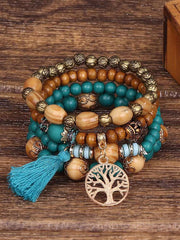Women's Viking Tree of Life Bohemian Multi-Layer Wooden Bead Bracelet