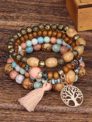 Women's Viking Tree of Life Bohemian Multi-Layer Wooden Bead Bracelet