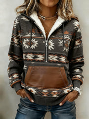Women's Vintage Western Printed Casual Hoodie