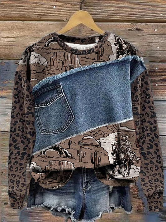 Women's Western Art Print Sweatshirt
