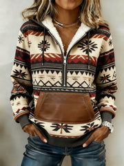 Women's Vintage Western Printed Casual Hoodie