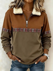 Women's Retro Western Fur Collar Top