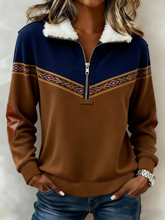 Women's Retro Western Fur Collar Top