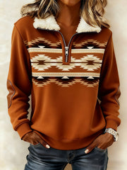 Women's Retro Western Fur Collar Top