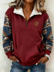 Women's Retro Western Fur Collar Top