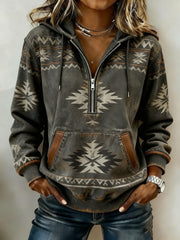 Women's Vintage Western Printed Casual Hoodie