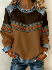 Women's Retro Western Design Printed Sweatshirt