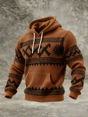 Men's Vintage Western Printed Checkered Cotton Hoodie