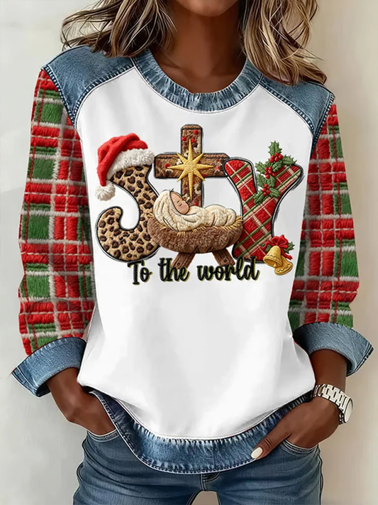 Women's Joy ToThe World Denim Patchwork Top