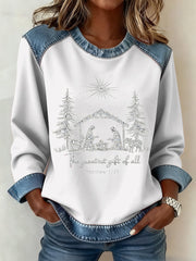 Women's Christmas Pattern Patchwork Art Sweatshirt