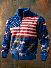 Men's Flag Cross Camouflage Flannel Zip Jacket