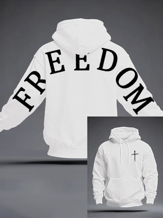 Men's Freedom Oversized Drop-Shoulder Hoodie with Pockets
