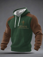 Men's Jesus The Way The Truth The Life Print Casual Checkered Hoodie