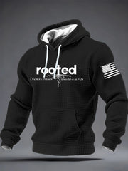Men's rooted A FATHER'S STRENGTH IS ROOTED IN HIS FAITH Checkered Cotton Hoodie