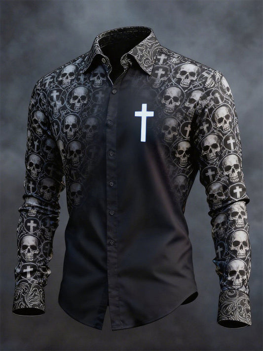 Men's Skull Cross Faith Long Sleeve Shirt