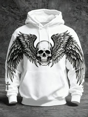 Men's Gothic Skull Oversized Drop-Shoulder Hoodie with Pockets