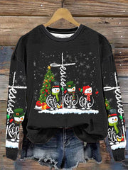 Women's Jesus Faith Hope Love Snowman Funny Xmas For Christian Regular Sweatshirt