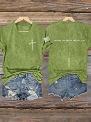 Women's Jesus The Way The Truth The Life John 14:6 Christian Cross Short Sleeve T-Shirt