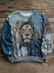 Men's Faith Cross Art Crew Neck Sweatshirt