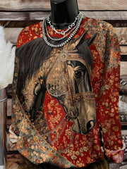 Women's Western Horse Art Sweatshirt